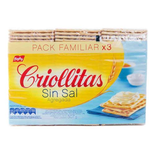 Galletitas De Agua Criollitas Sin Sal 169 Gr