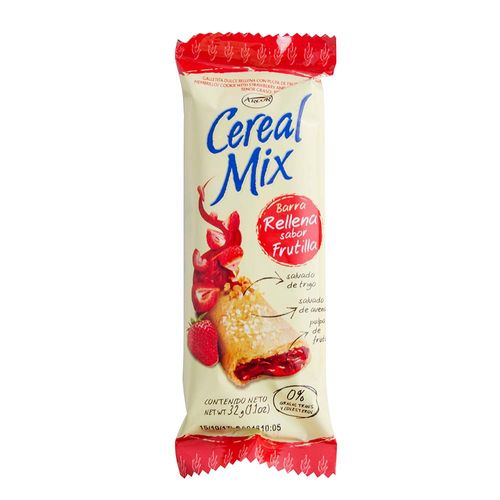 Barra Arcor Cereal Mix Rellena Frutillas 32 Gr