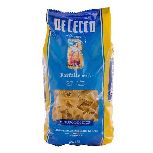 Fideos Farfalle De Cecco 500 Gr