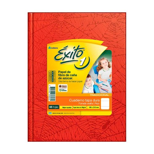 Cuaderno Rayado Exito Tapa Dura Araña Rojo 48 Hojas