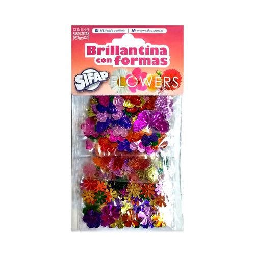 Brillantina Con Formas Sifap Flowers 5 U