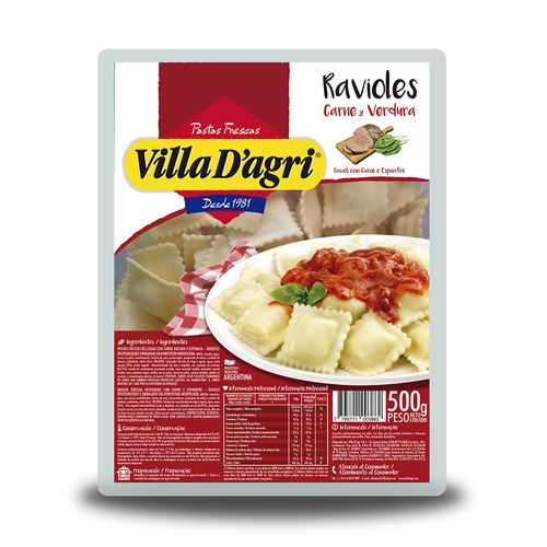 Ravioles Villa D'agri  Con Carne Y Espinaca Villa Dágr X 500gr