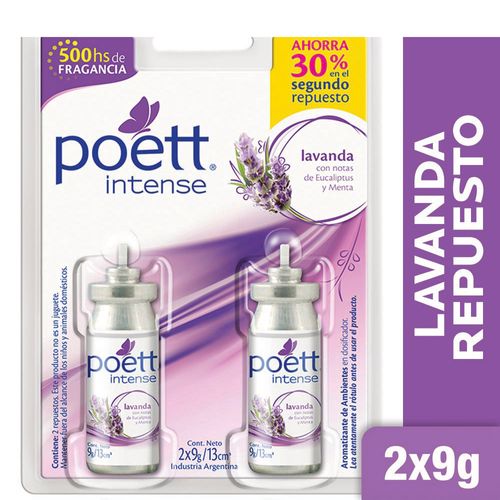 Repuesto Aromatizante De Ambiente Poett Lavanda Intense 9 Gr 2 U