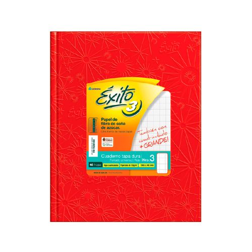 Cuaderno N°3 éxito Forrado Rojo 48 Hojas