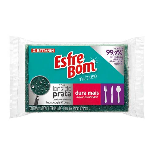 Esponja Esfrebom Multiuso Antibacterial C/ Iones De Plata