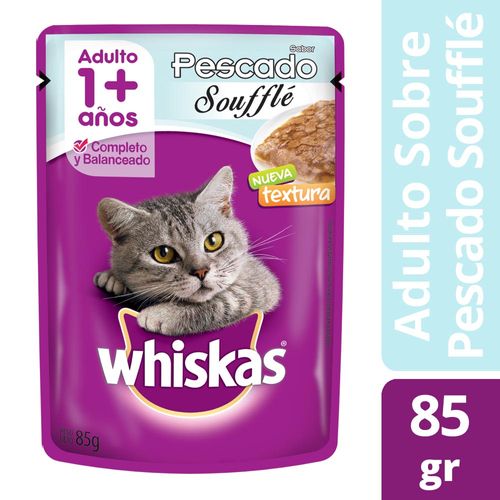 Alimento Whiskas Gatos Ad Soufle Pescado X85g