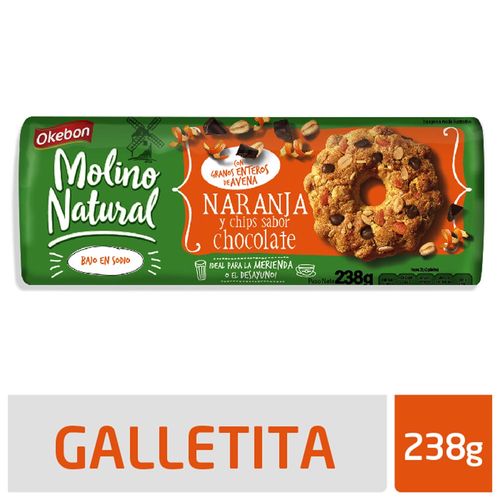 Galletitas Molino Natural Naranja Y Chips Okebon 238 Gr