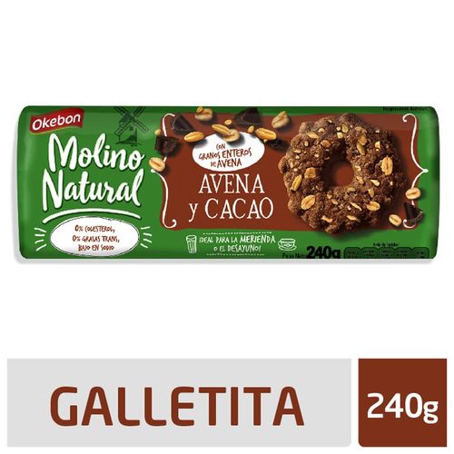 Galletitas Okebon Molino Natural Avena Y Cacao 240 Gr