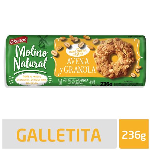 Galletitas Okebon Molino Natural Avena Y Granola 236 Gr