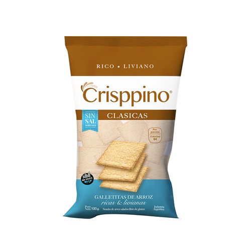 Galletita Cracker Clasica Sin Sal Bolsa Crisppino 100 Gr