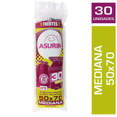 Bolsas De Residuos Asurin Normal 50 X 70 Cm - Rollito - 30 U