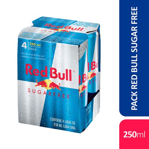 Energizante Red Bull Sugar Free Lata 250mlx4