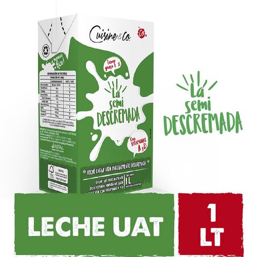Leche Semi Descremada 1 Lts Cuisine & Co