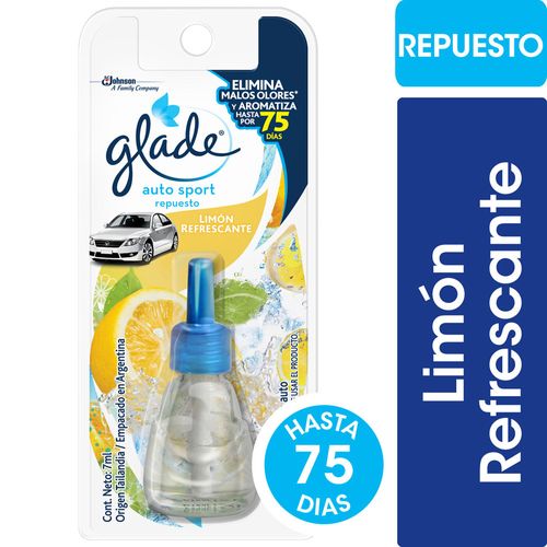 Aromatizante Auto Glade Limón Refrescante Repuesto 7ml