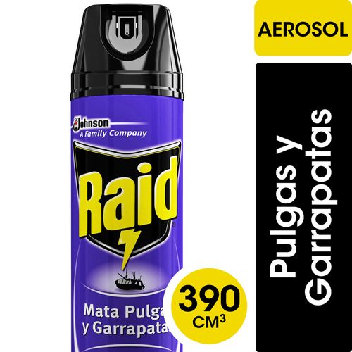 Insecticida Raid Mata Pulgas Y Garrapatas En Aerosol 390cc