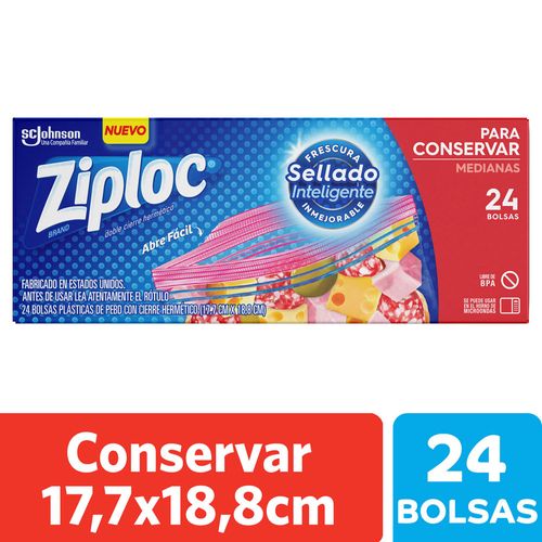 Bolsas Herméticas Ziploc para Conservar Medianas 24un