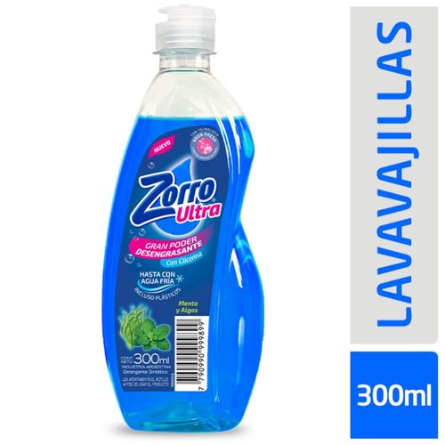 Lavavajillas Zorro Ultra Botlla 300ml Menta Y Alga