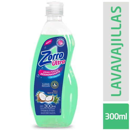 Lavavajillas  Zorro Ult Botella 300ml Aloe Vera Coco