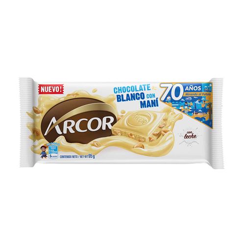 Tableta Chocolate Arcor Blanco Con Mani 95g