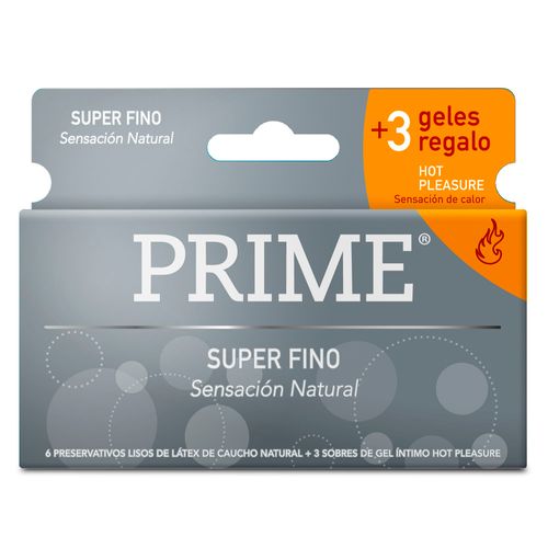 Preservativo Prime Super Fino  Gel Hot X6