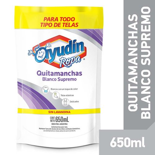 Quitamanchas Ropa Blanca Ayudín Blanco Supremo Repuesto 650 Ml