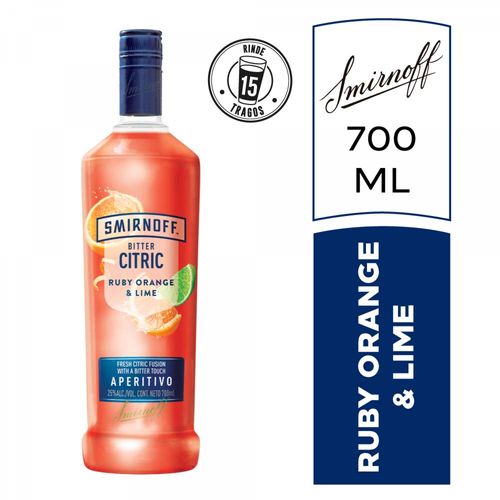 Aperitivo Ruby Orange & Lime 700 Ml Smirnoff Bitter Citric