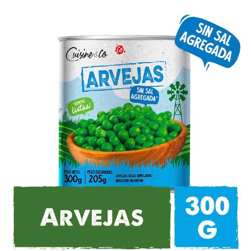 Arveja Sin Sal Agregada Cuisine-co 300 Gr