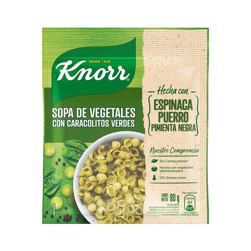 Sopa De Vegetales Con Caracolitos Verdes Knorr 80 Gr