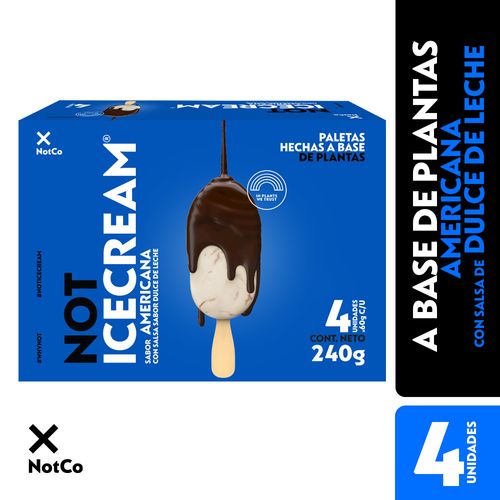 Paletas Heladas Not Icecream® Crema Americana 4 U - 240 Gr