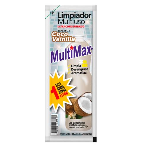 Limpiador Liquido Multimax Multiuso Concentrado Coco Vainilla Rinde 1l