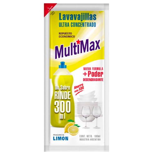 Lavavajillas Detergente Para Diluir Limón Rinde 300ml X 100ml