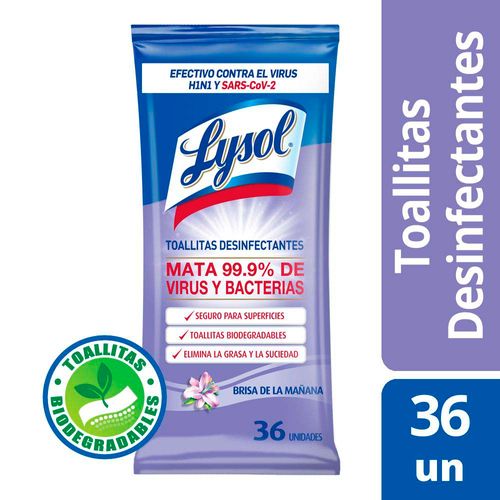 Lysol Toallitas Desinfectantes Brisa De La Mañana 36 Unid