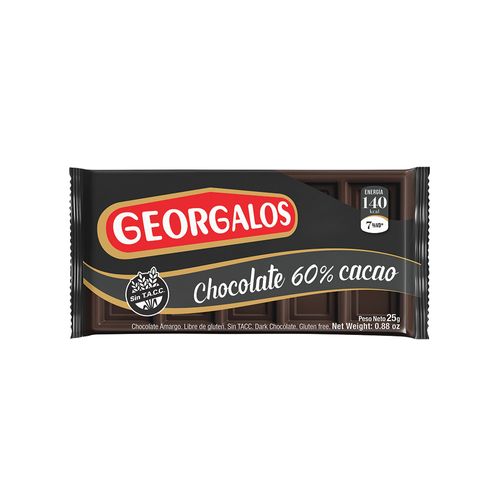 Chocolate 60cacao Georgalos 25 Gr