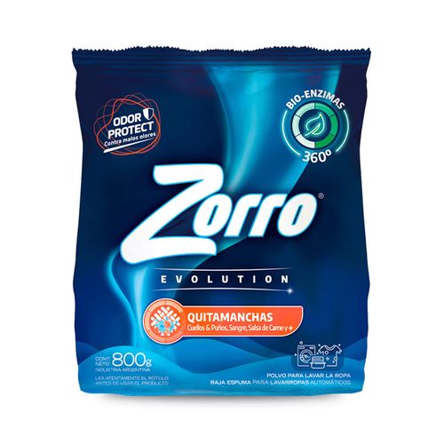 Jabon Polvo Zorro Evolution Quitamanchas 800g