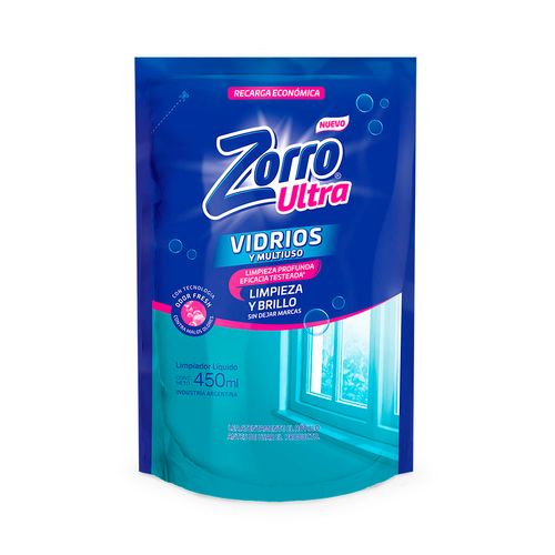 Limpiador Multiuso Zorro Vidrios Doy Pack 450ml