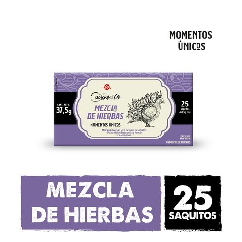 Te Mezcla De Hierbas Cuisine And Co 25 Saquitos - 37.5 Gr