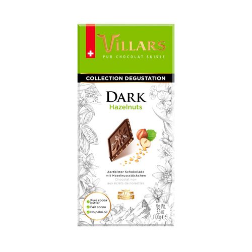 Chocolate Premium Negro Con Avellana Villars 100 Gr