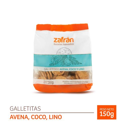Galletitas Avena. Coco Y Lino Zafran X 150 Grs