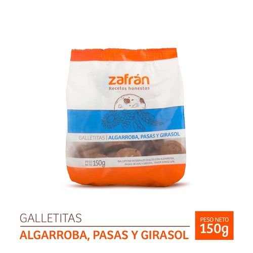 Galletitas Algarroba, Pasas Y Girasol Zafran 150 Gr