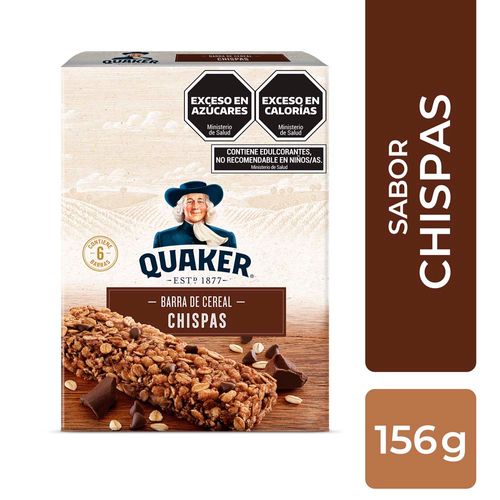 Barras de cereal con chispas de chocolate Quaker 6 x 26 Gr