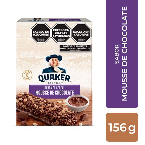 Barras de cereal de mousse de chocolate Quaker 6 x 26 Gr