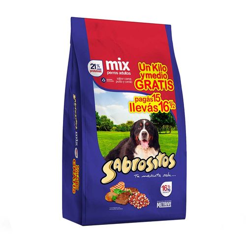 Alimento Sabrositos Perro Adulto Mix 15kg!.5kg