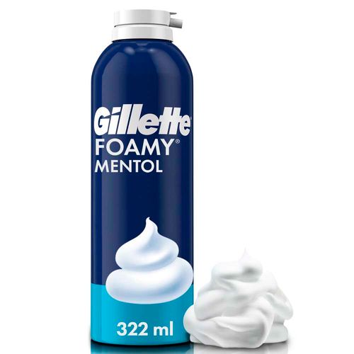 Espuma De Afeitar Gillette Foamy Mentol Con Sensación Refrescante, 322 Ml