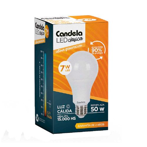 Led Bulbo E27 Cálida 7w Candela