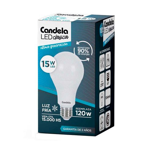 Led Bulbo E27 Fría 15w Candela