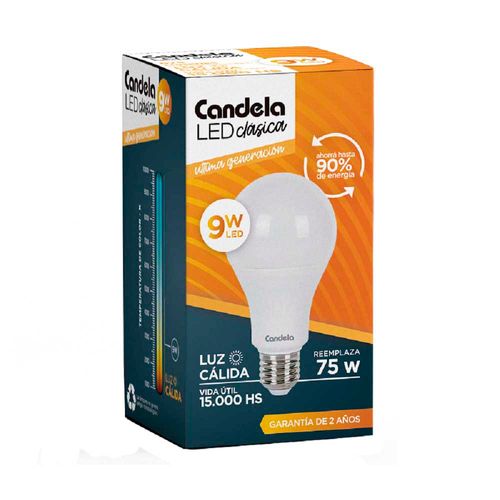 Led Bulbo E27 Cálida 9w Candela