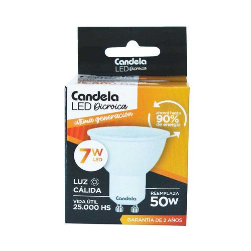 Led Dicro Gu10 Cálida 7w Candela