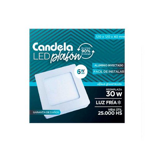 Plafón Led Cuadrado Base Fría 6w Candela Blanco