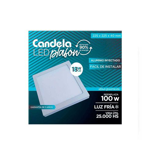 Plafón Led Cuadrado Base Fría 18w Candela Blanco