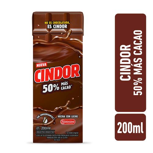 Leche Chocolatada Cindor 50más Cacao 200ml